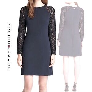 Tommy Hilfiger Black Dress with Lace Long Sleeve